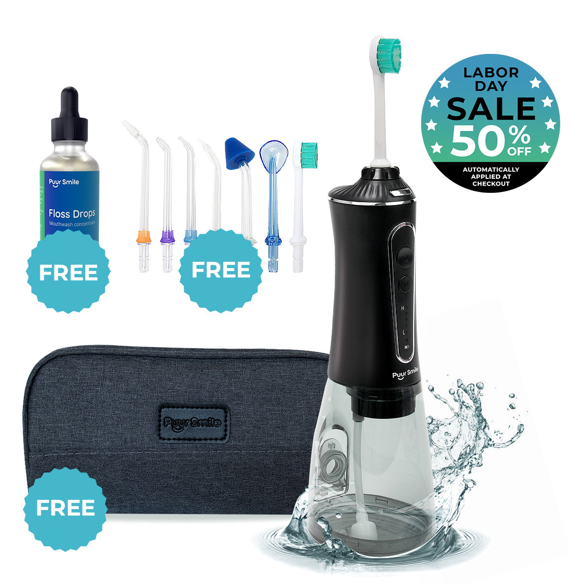 PUURSMILE WATER FLOSSER - 50% OFF LABOR DAY SALE + 3 FREE GIFTS (WORTH $120)