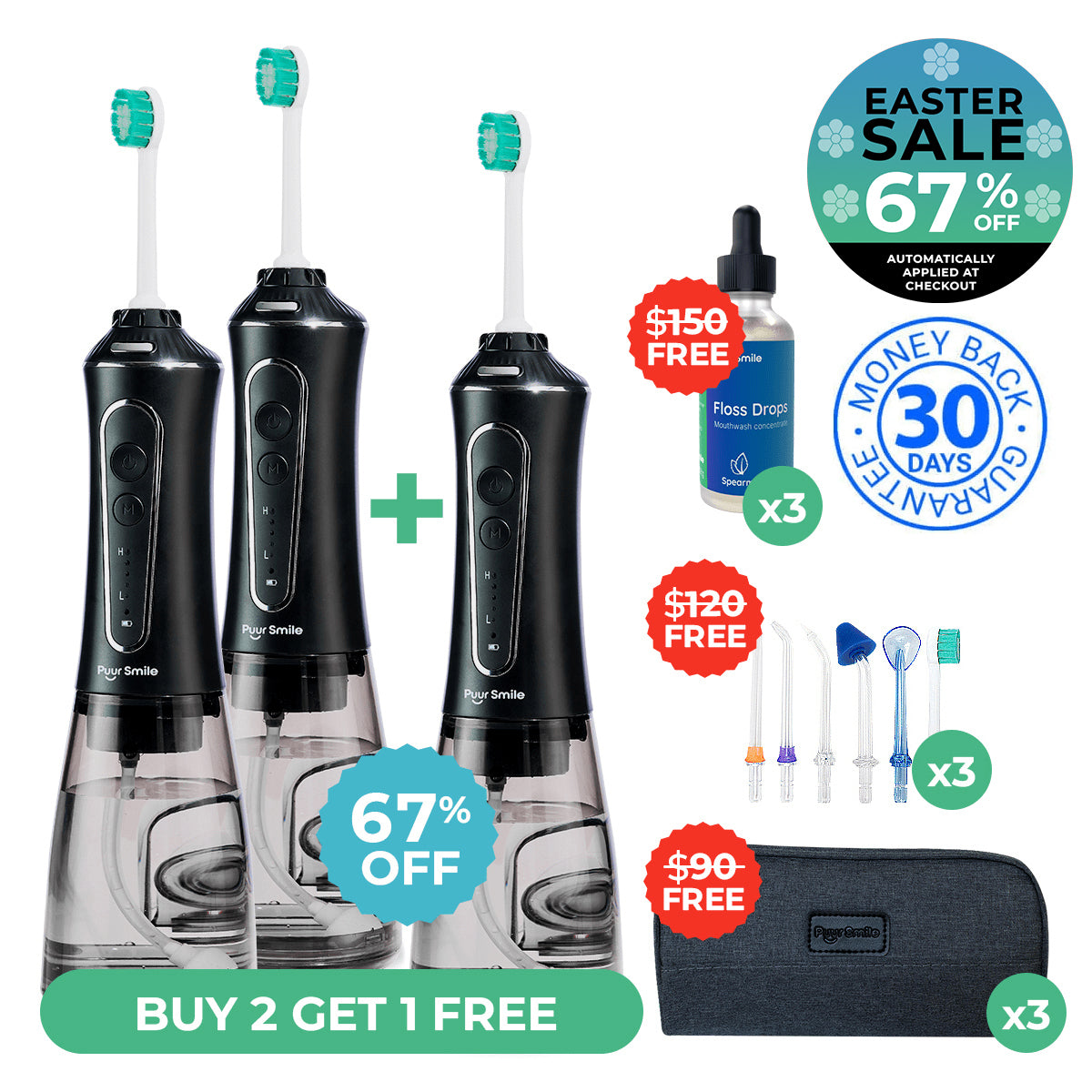 PUURSMILE WATER FLOSSER - Up to 70% OFF EASTER SALE + 3 FREE GIFTS (WORTH $120)
