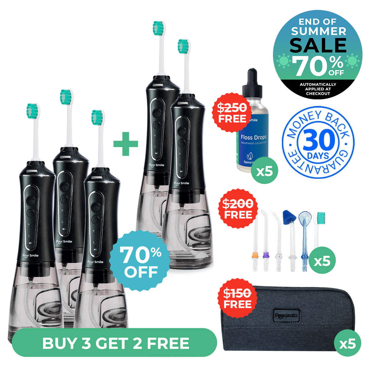 PUURSMILE WATER FLOSSER - 55% OFF END OF SUMMER SALE + 4 FREE GIFTS (WORTH $150)