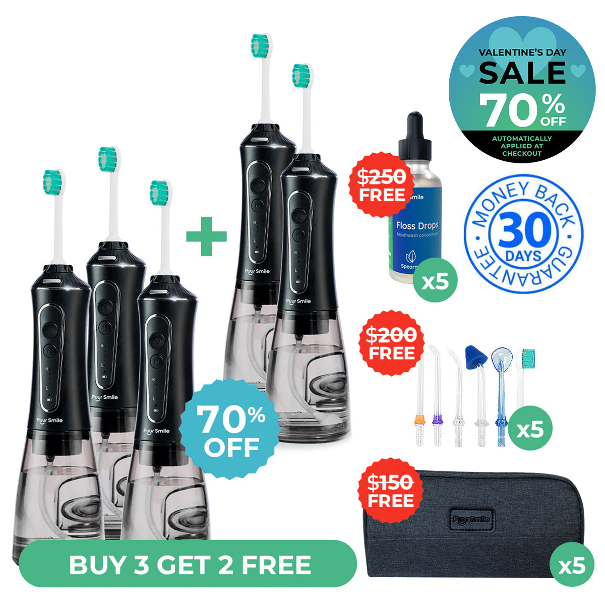 PUURSMILE WATER FLOSSER - 50% OFF VALENTINE'S DAY SALE + 3 FREE GIFTS (WORTH $120)