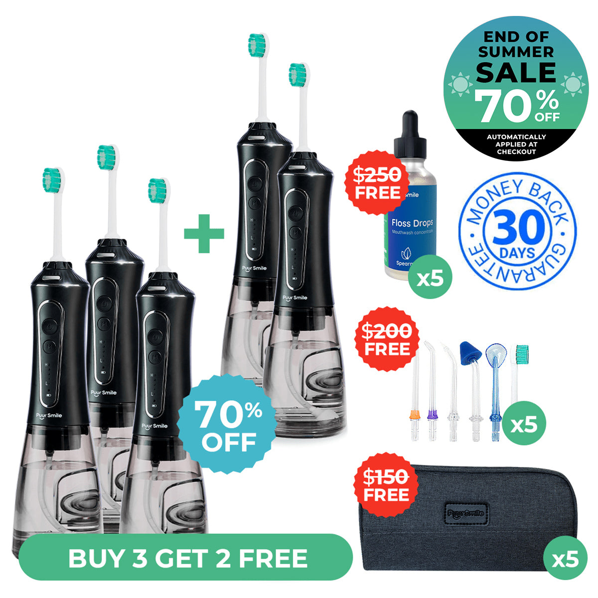 PUURSMILE WATER FLOSSER - 50% OFF END OF SUMMER SALE + 3 FREE GIFTS (WORTH $120)