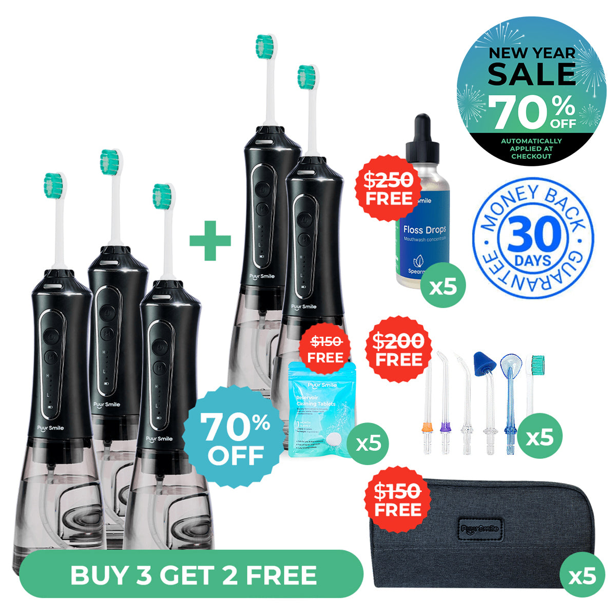 PUURSMILE WATER FLOSSER - 55% OFF NEW YEAR SALE + 4 FREE GIFTS (WORTH $150)