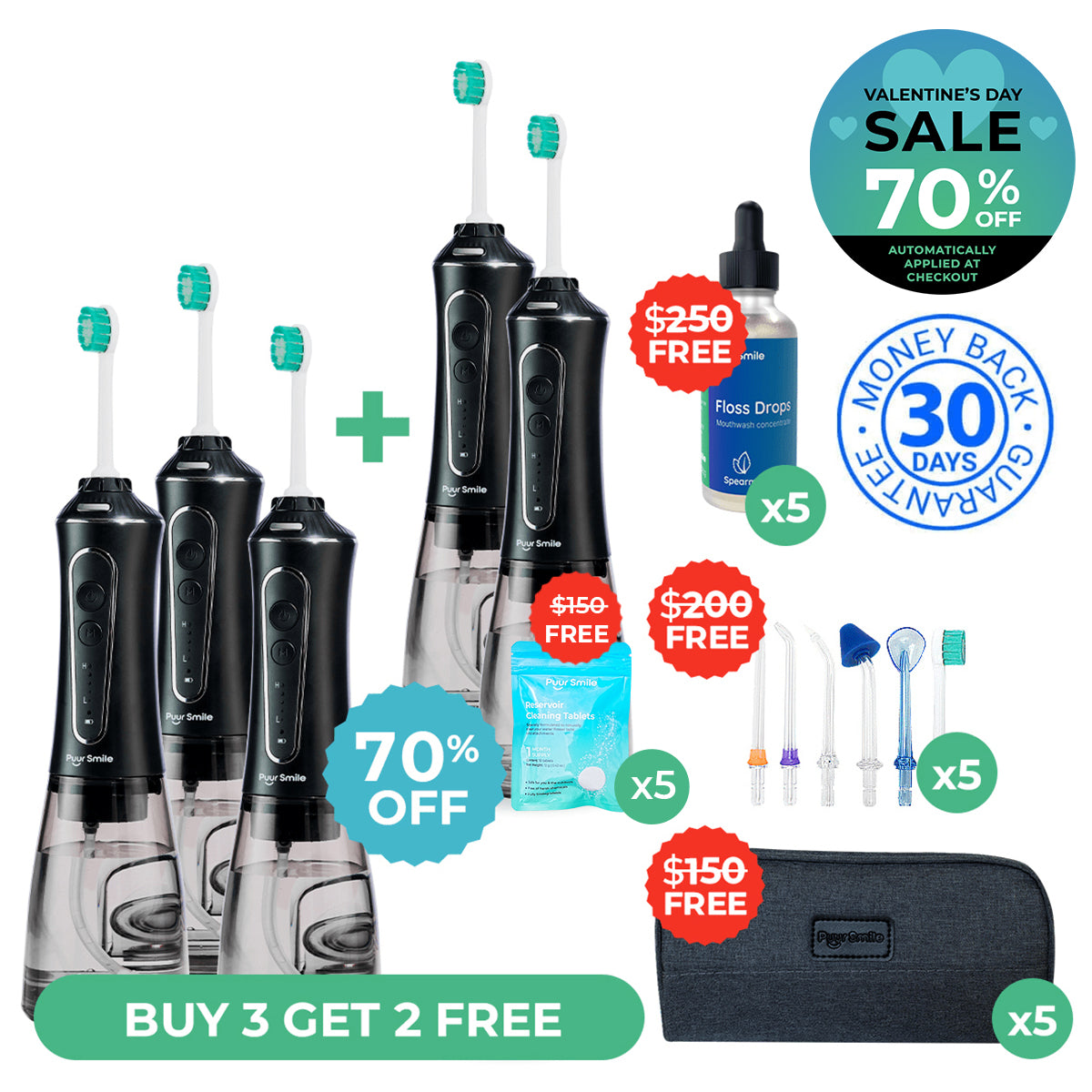 PUURSMILE WATER FLOSSER - 55% OFF VALENTINE'S DAY SALE + 4 FREE GIFTS (WORTH $150)