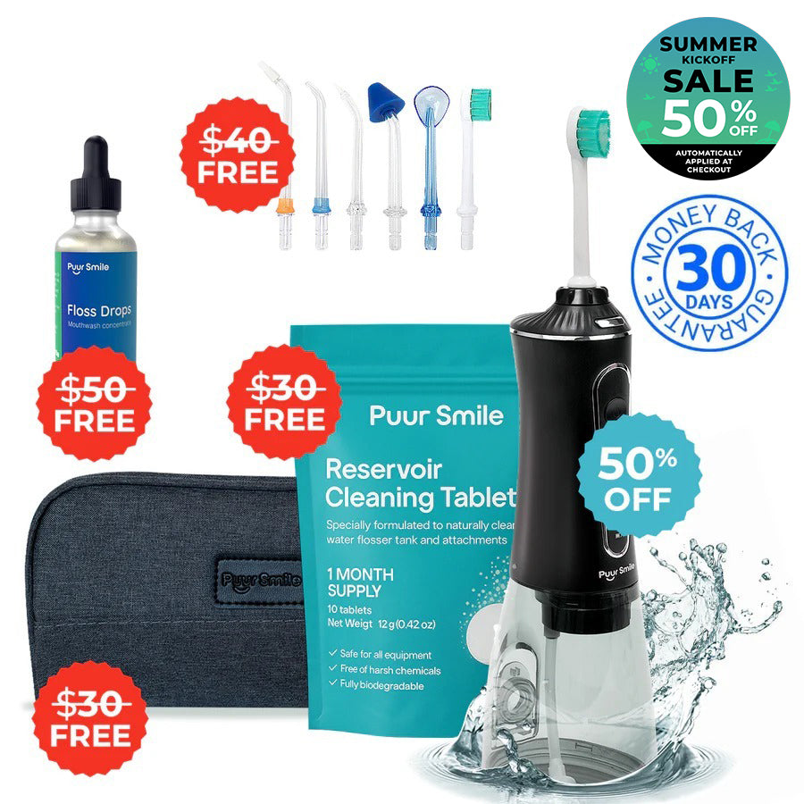 PUURSMILE WATER FLOSSER - 55% OFF SUMMER KICKOFF SALE + 4 FREE GIFTS (WORTH $150)