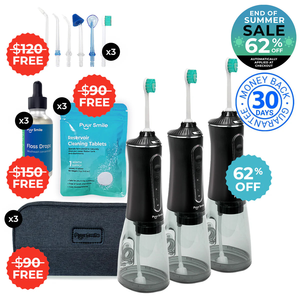 PUURSMILE WATER FLOSSER - 55% OFF END OF SUMMER SALE + 4 FREE GIFTS (WORTH $150)