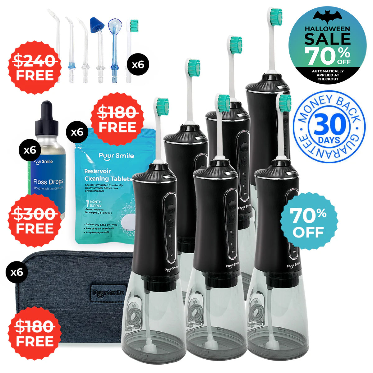 PUURSMILE WATER FLOSSER - 55% OFF HALLOWEEN SALE + 4 FREE GIFTS (WORTH $150)