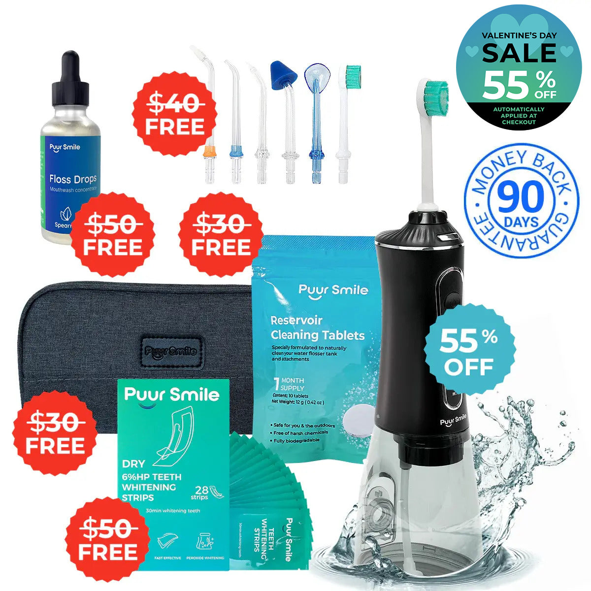 PUURSMILE WATER FLOSSER - 55% OFF VALENTINE'S DAY SALE + 5 FREE GIFTS (WORTH $200)