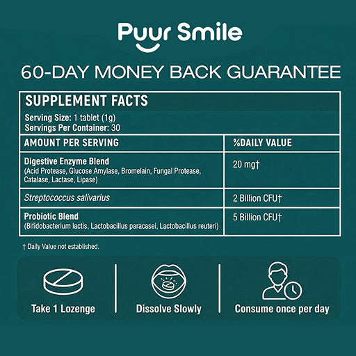 Puursmile Oral Probiotic Lozenge Melt – Restores the Good Bacteria Your Mouth Loses Every Time You Brush